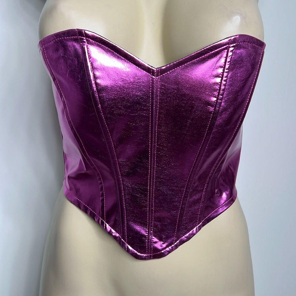 Metallic Fuchsia Corset Crop Top